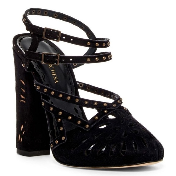 Marchesa Shoes - Marchesa Black and Nude Maddie Heel Sandals EU 37